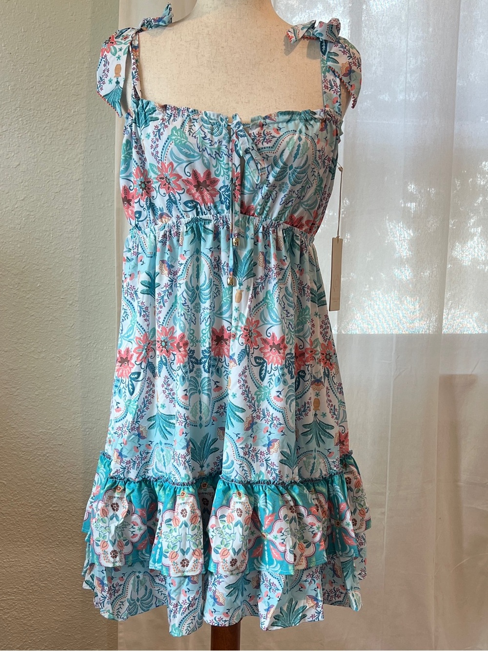 Cosita Linda Spirit of Love Short Dress. Floral. Ruffle. Feminine. Size M. NWT